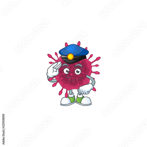 A cartoon of COVID19 dressed as a Police officer