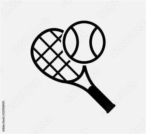 Tennis ball and racket icon vector logo design template