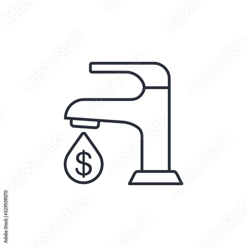 Financial faucet. Regulation of prices, financing. Vector linear icon on a white background.