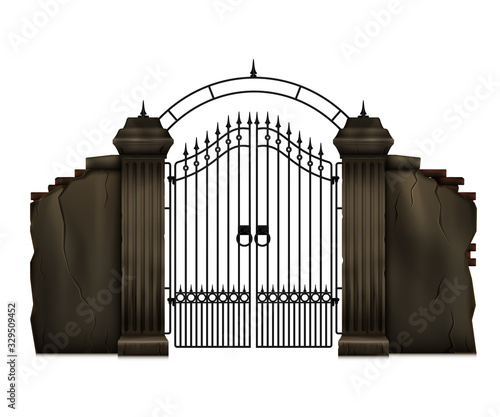 Cemetery Gate Realistic Illustration