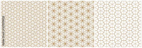 Traditional Japanese seamless woodwork geometric pattern .Brown average and thin lines.
