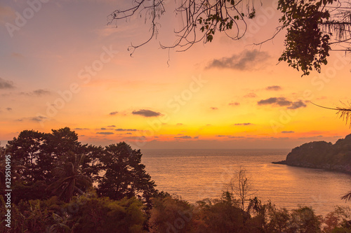 .scenery sunset at Meridien viewpoint Phuket Thailand. .Meridien is beside the road between the way to Patong beach and Karon beach