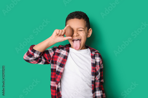 Cute African-American boy w...