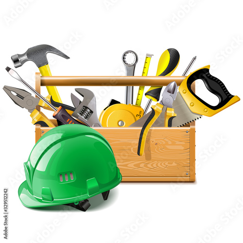 Vector Toolbox with Construction Helmet