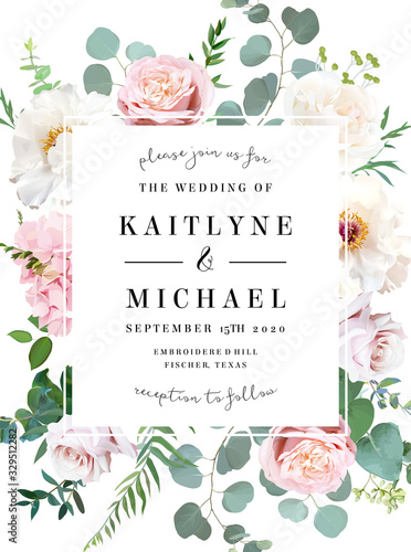 Elegant wedding card with spring flowers