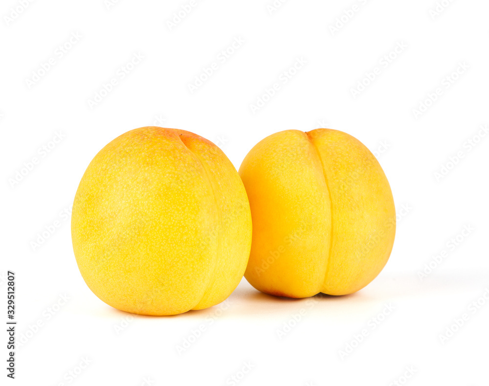Fresh yellow peach isolated on white background. Fresh yellow peach isolated on white background.