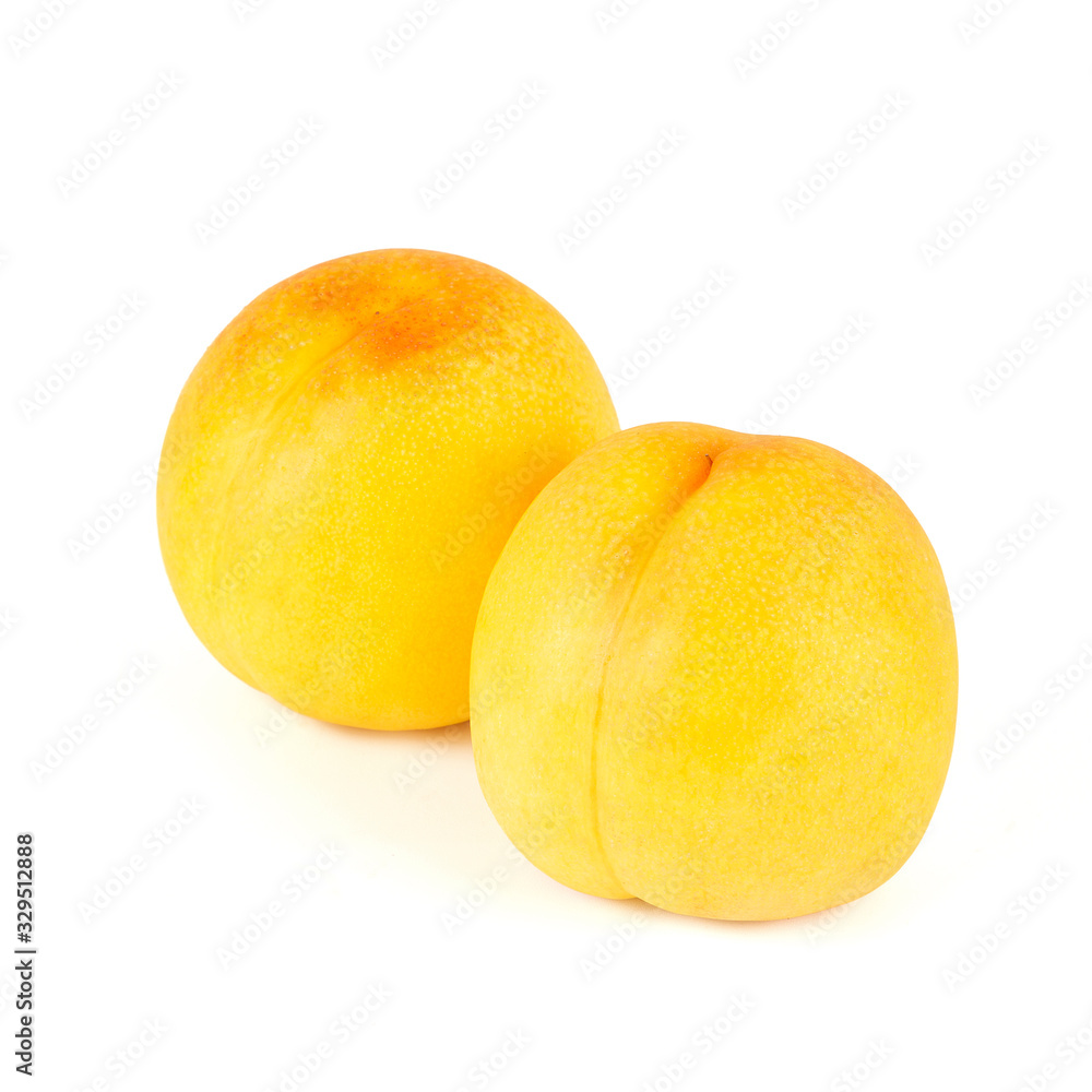 Fresh yellow peach isolated on white background. Fresh yellow peach isolated on white background.