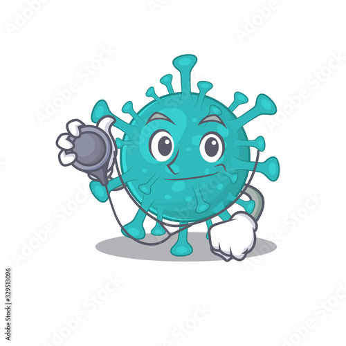 An elegant corona zygote virus in a Doctor Cartoon character with tools