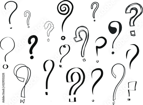 question marks interrogation points hand drawing vector illustration signs