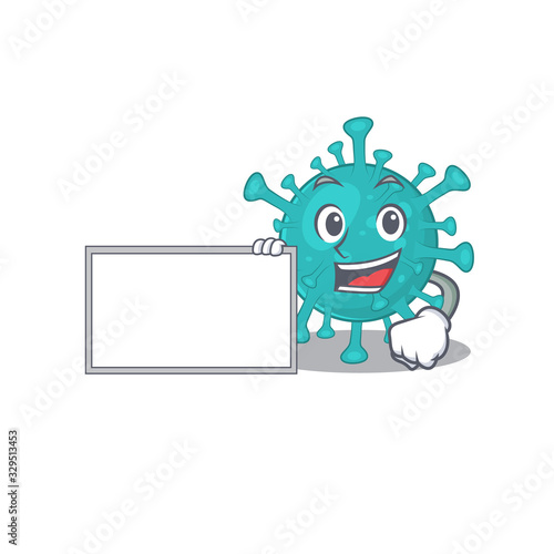 Corona zygote virus with board cartoon mascot design style