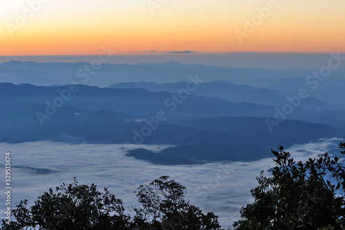 Sunrise light in mountain at Doi Luang Chiang Dao Chiang Mai , Thailand 