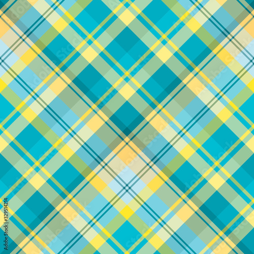 Seamless pattern in great water blue and yellow colors for plaid, fabric, textile, clothes, tablecloth and other things. Vector image. 2