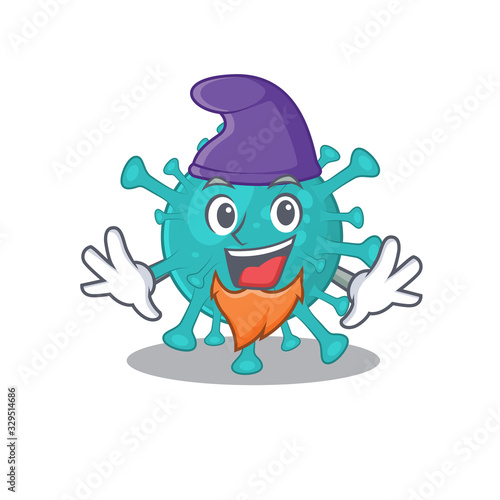 Cute and funny corona zygote virus cartoon character dressed as an Elf