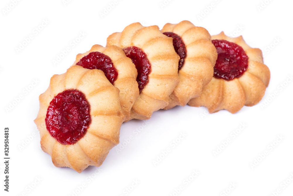 Group of shortbread cookies with a drop of jam Group of shortbread cookies with a drop of jam
