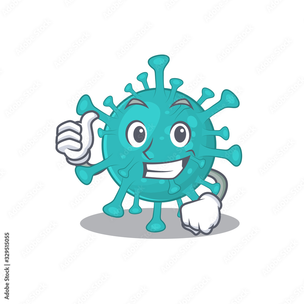 Cool corona zygote virus cartoon design style making Thumbs up gesture Cool corona zygote virus cartoon design style making Thumbs up gesture