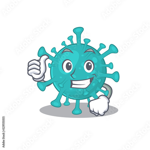 Cool corona zygote virus cartoon design style making Thumbs up gesture