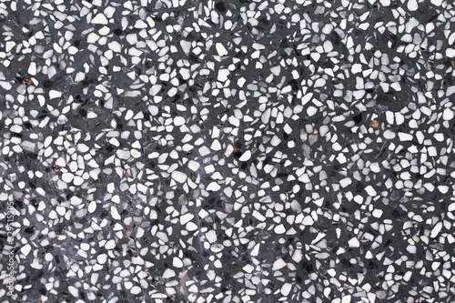 White black terrazzo texture seamless patterns old floor or polished stone background