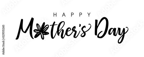 Happy Mother's Day calligraphy. Monochrome banner. Mothers day sale decoration, shopping special offer poster. Best Mom ever congratulation in brushing style. Isolated abstract graphic design template