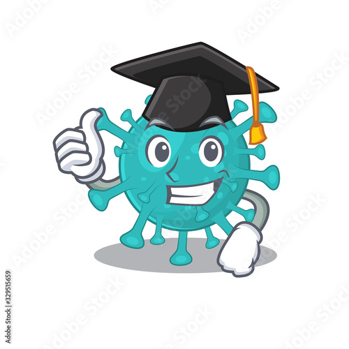 A picture of corona zygote virus with black hat for graduation ceremony