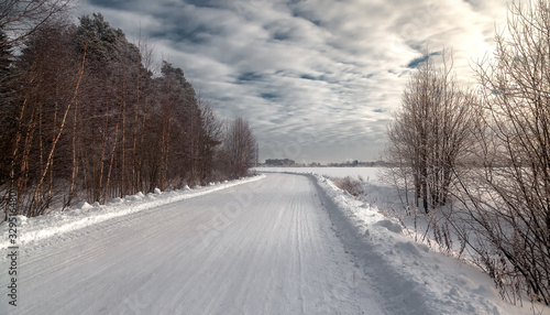 Winter countryside road