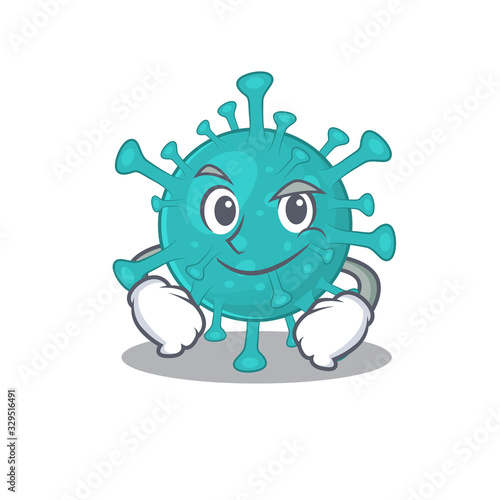 Funny corona zygote virus mascot character showing confident gesture
