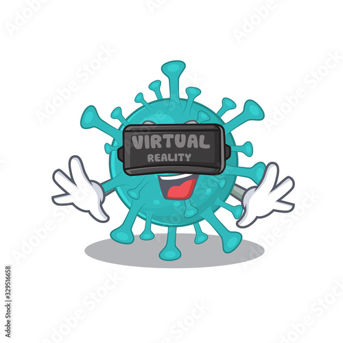 A picture of corona zygote virus character with Virtual reality headset