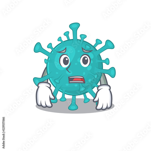 Cartoon picture of corona zygote virus showing anxious face