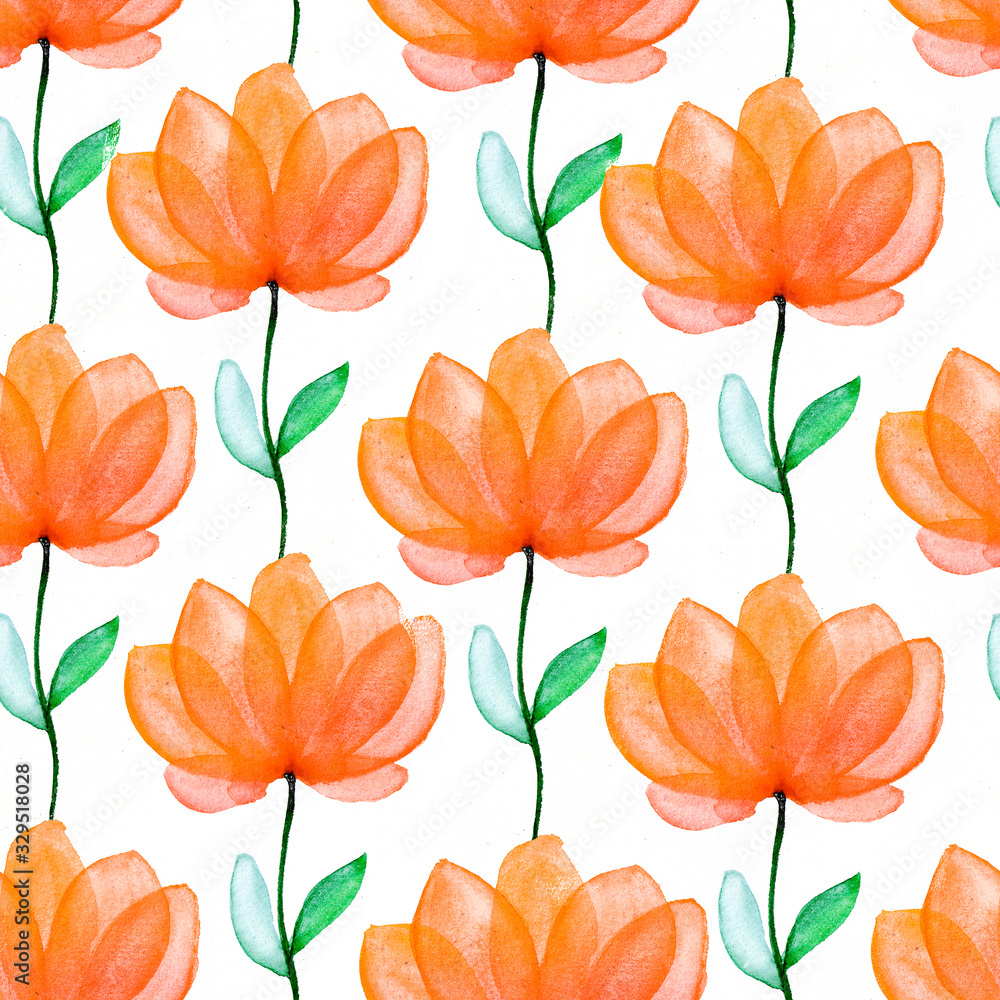 Seamless pattern with flowers. Beautiful summer print. Botanical hand drawn illustration. Design for background, wallpaper, fabric, textile, wallpaper, website, cards, gift paper