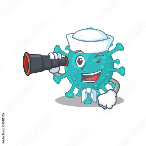 Corona zygote virus in Sailor cartoon character design with binocular