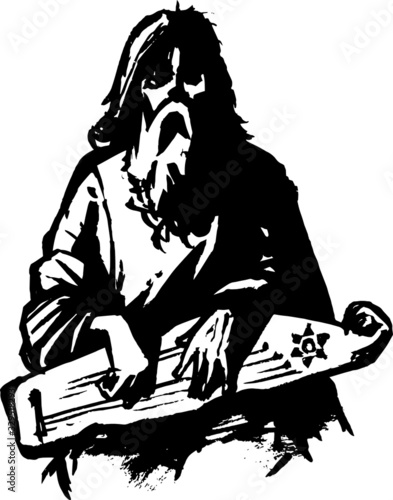 old epic singer with a long beard old man