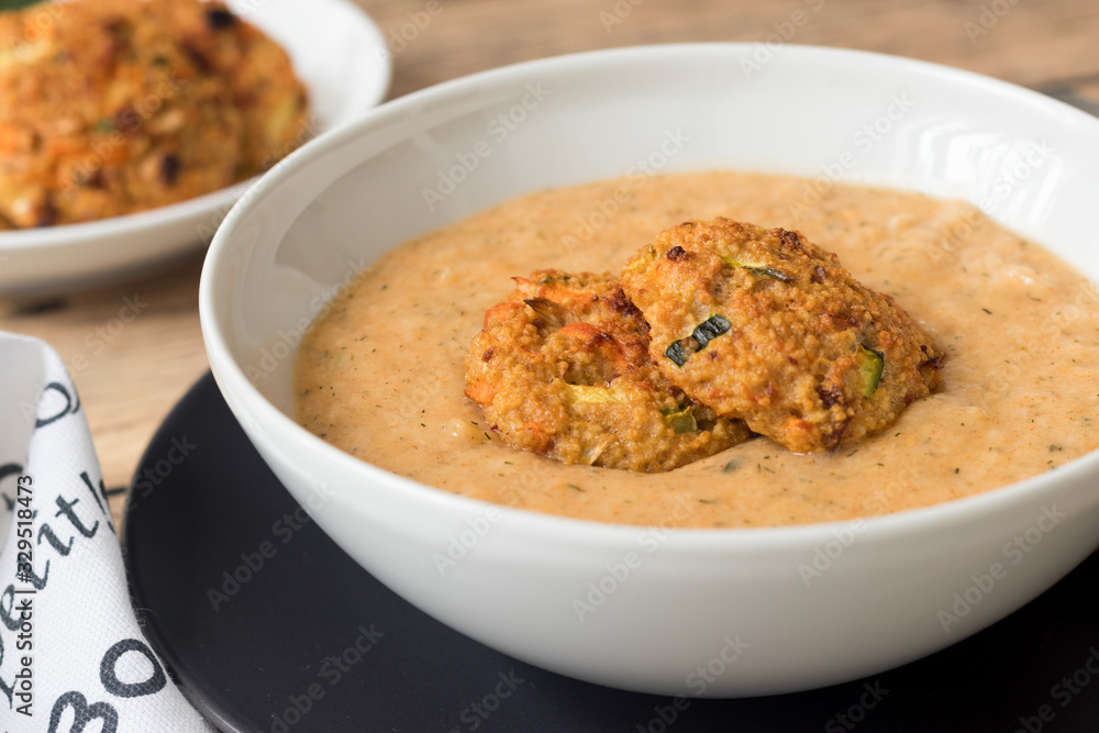 Vegetarian dish wih grain patties Vegetarian dish wih grain patties