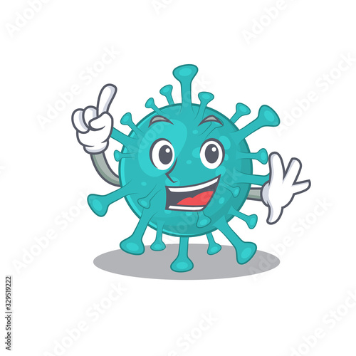 One Finger corona zygote virus in mascot cartoon character style