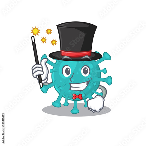 Charming corona zygote virus cartoon design performance as a Magician style