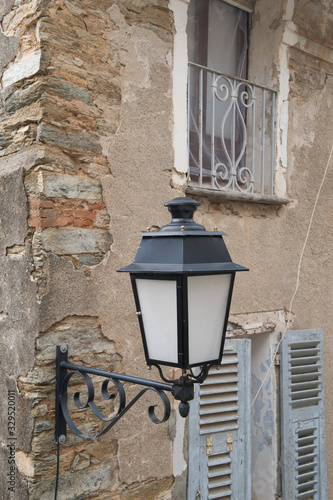 Old French lantern at corner
