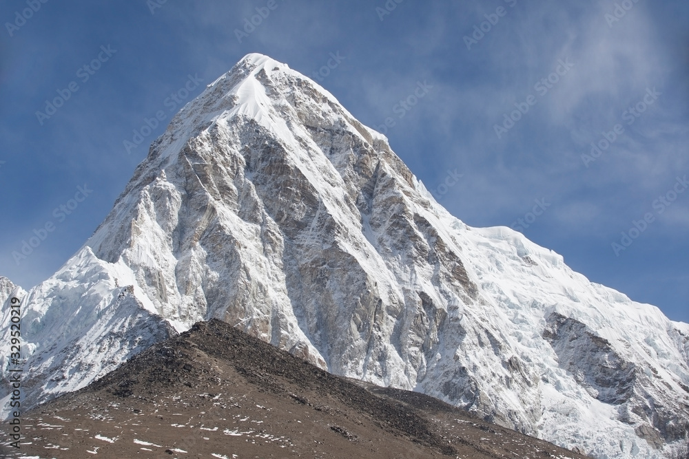 Mount Pumori and Kala Patthar (Lower peak)  Nepal. Himalaya Mountain Range. Trek to Everest Base Camp.
