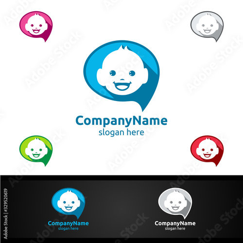Cute Baby Smile Vector Logo Design