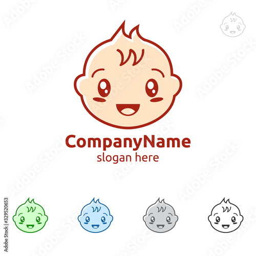 Cute Baby Smile Vector Logo Design