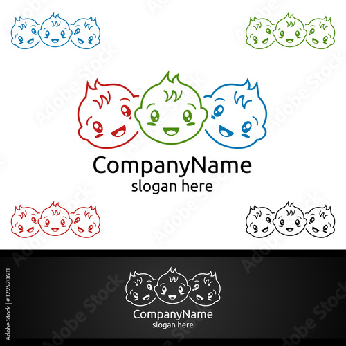 Cute Baby Smile Vector Logo Design