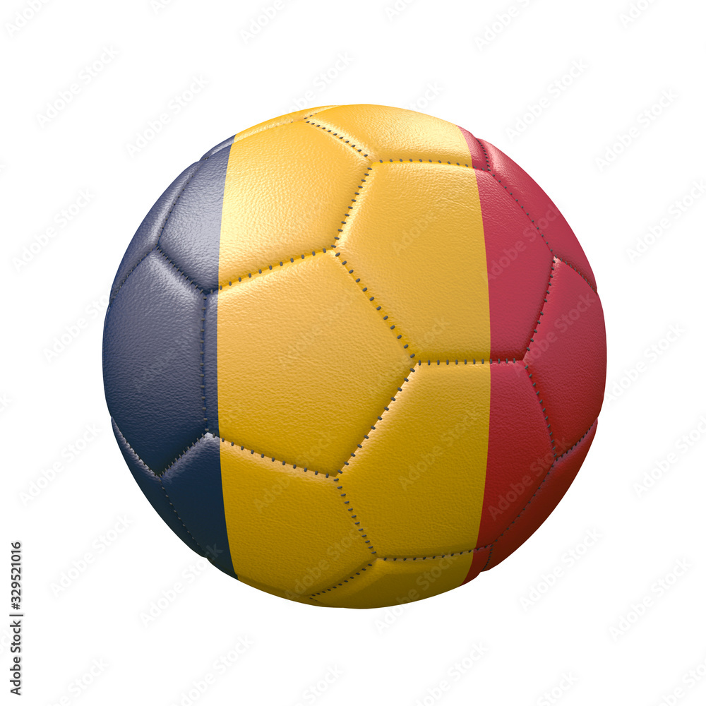 Soccer ball in flag colors isolated on white background. Chad. 3D image
