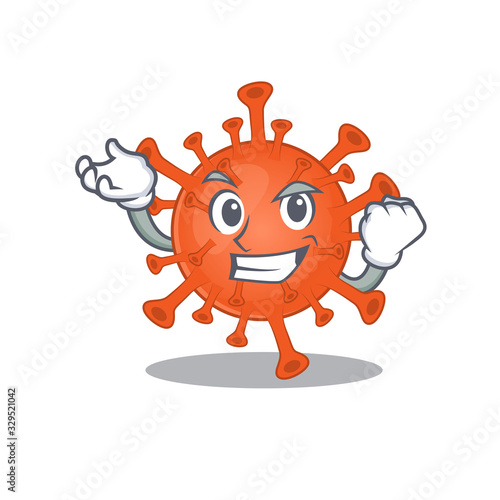 Deadly corona virus cartoon character style with happy face
