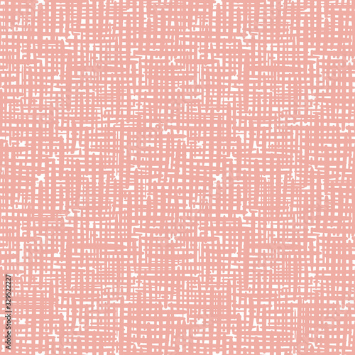 Vector canvas surface texture seamless pattern background. Organic brush stroke effect cloth backdrop. Pink repeat fabric style with interlocking weave. All over linen print for packaging, stationery