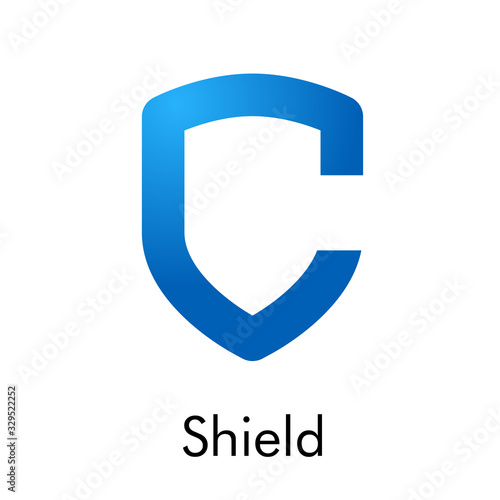 Logotipo con letra C como escudo en color azul