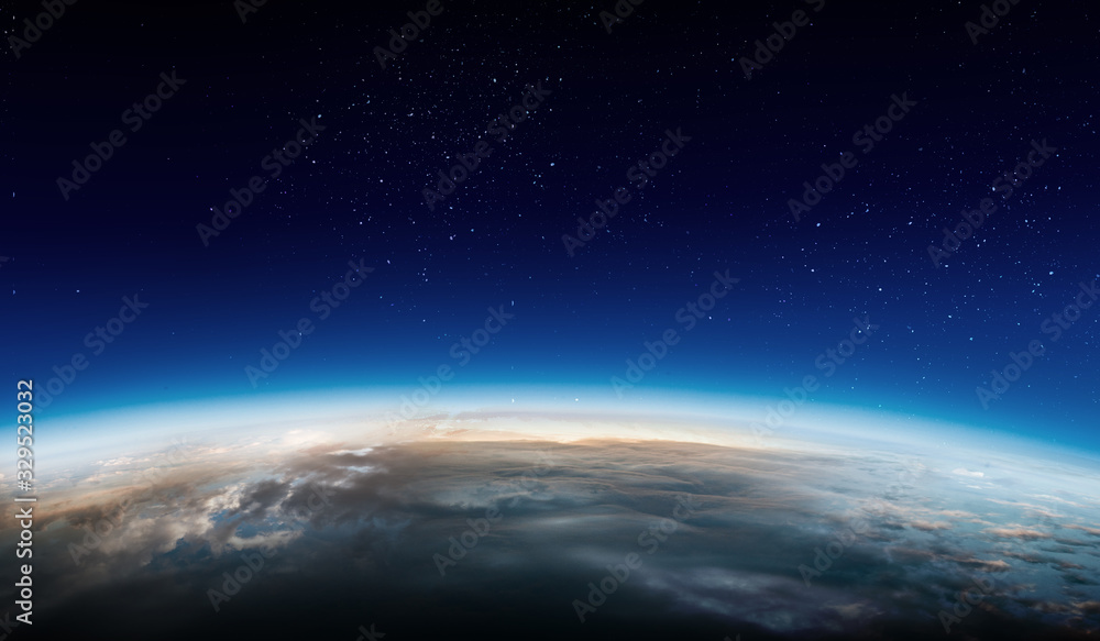 Sunrise on planet orbit, space beauty Sunrise on planet orbit, space beauty