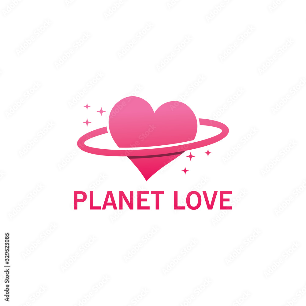 Planet Love Logo Template Design