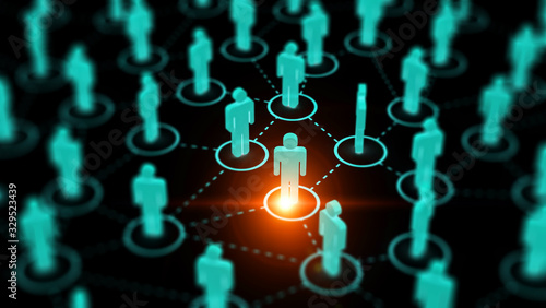 Abstract Social network concept, connecting human figures.