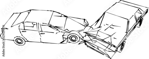 vector illustration of car accident. sketch style