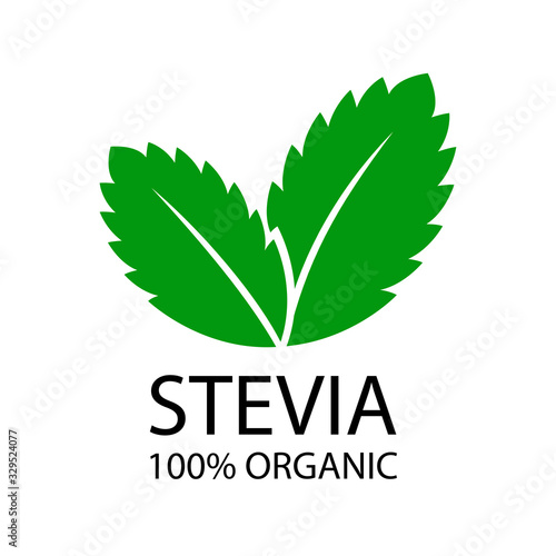 Stevia leaves logo. Natural organic stevia sweetener icon. Vector illustration on white background