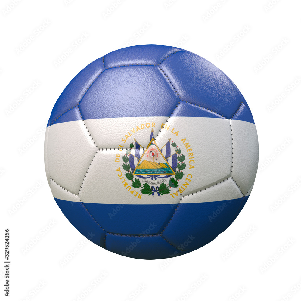 Fototapeta premium Soccer ball in flag colors isolated on white background. Salvador. 3D image