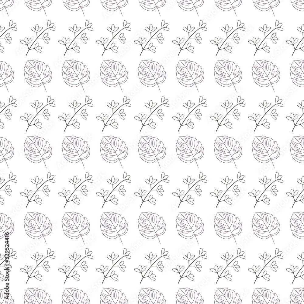 Seamless geometric pattern with leaves, blades of grass and twigs Seamless geometric pattern with leaves, blades of grass and twigs