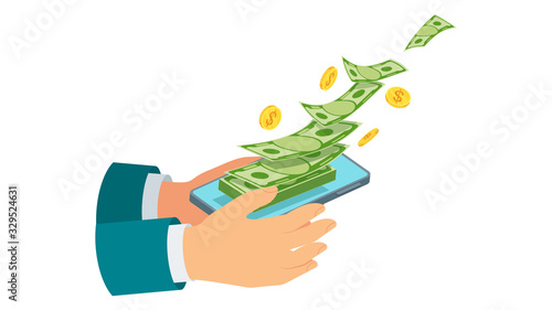Money transfer using mobile device, computer and smart phone.
